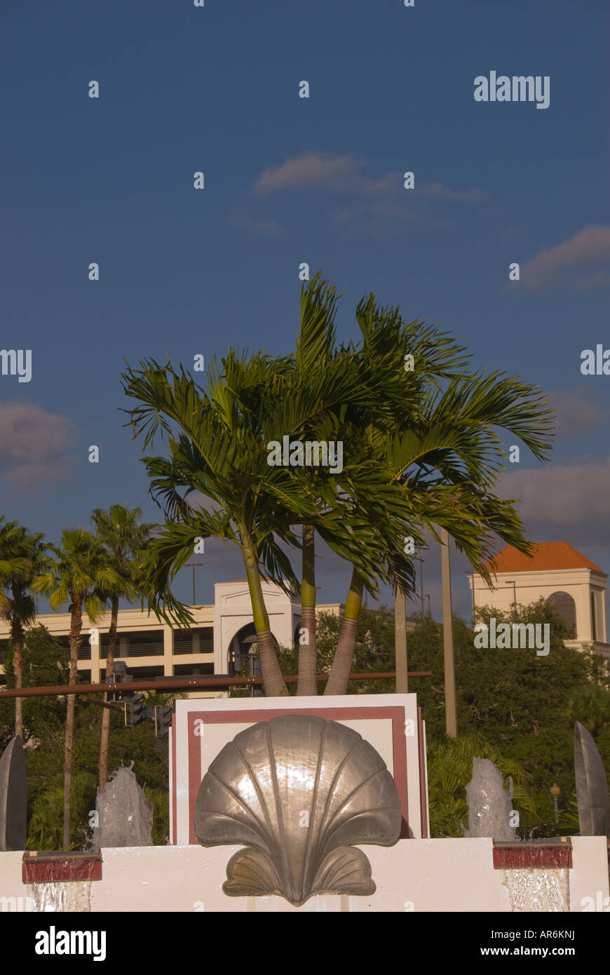 Sarasota Florida sarasota bayfront downtown fountain with scallop shell