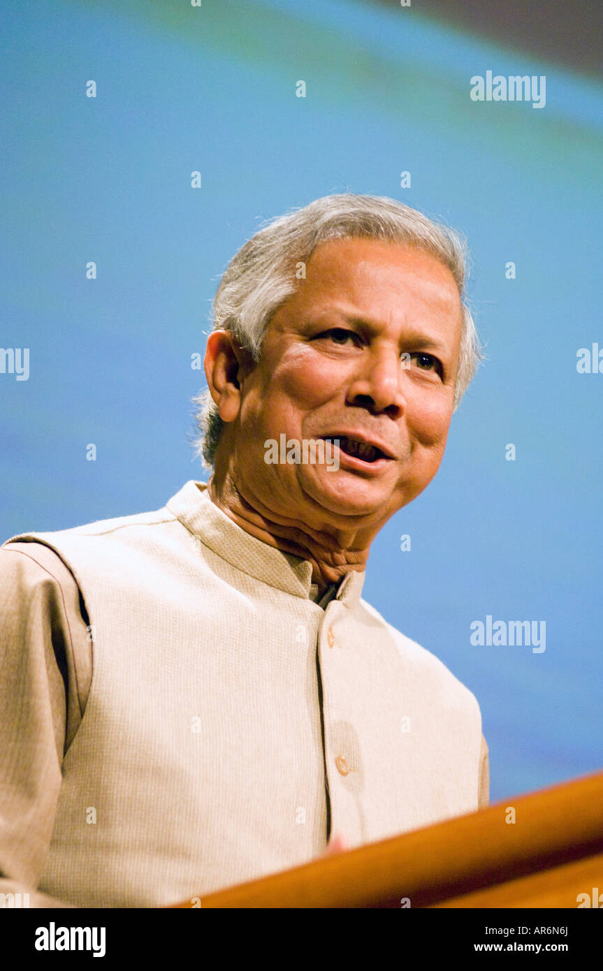 Muhammad Yunus of Bangladesh, the 2006 Nobel Peace Prize winner, speaks in Stockholm Sweden Stock Photo