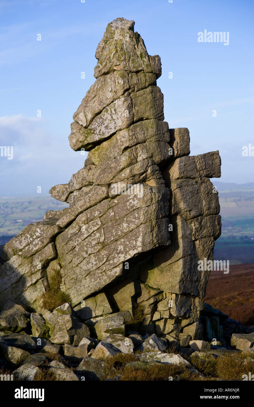 Rock outcrop on the Stiperstones Shropshire Stock Photo