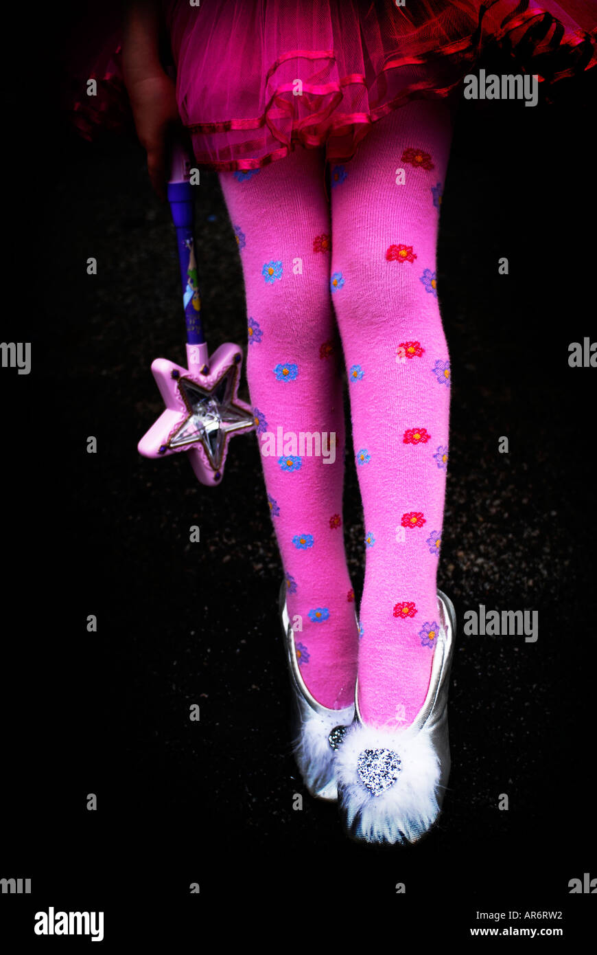 young child fairy ballerina in pink tights, legs only Stock Photo Alamy