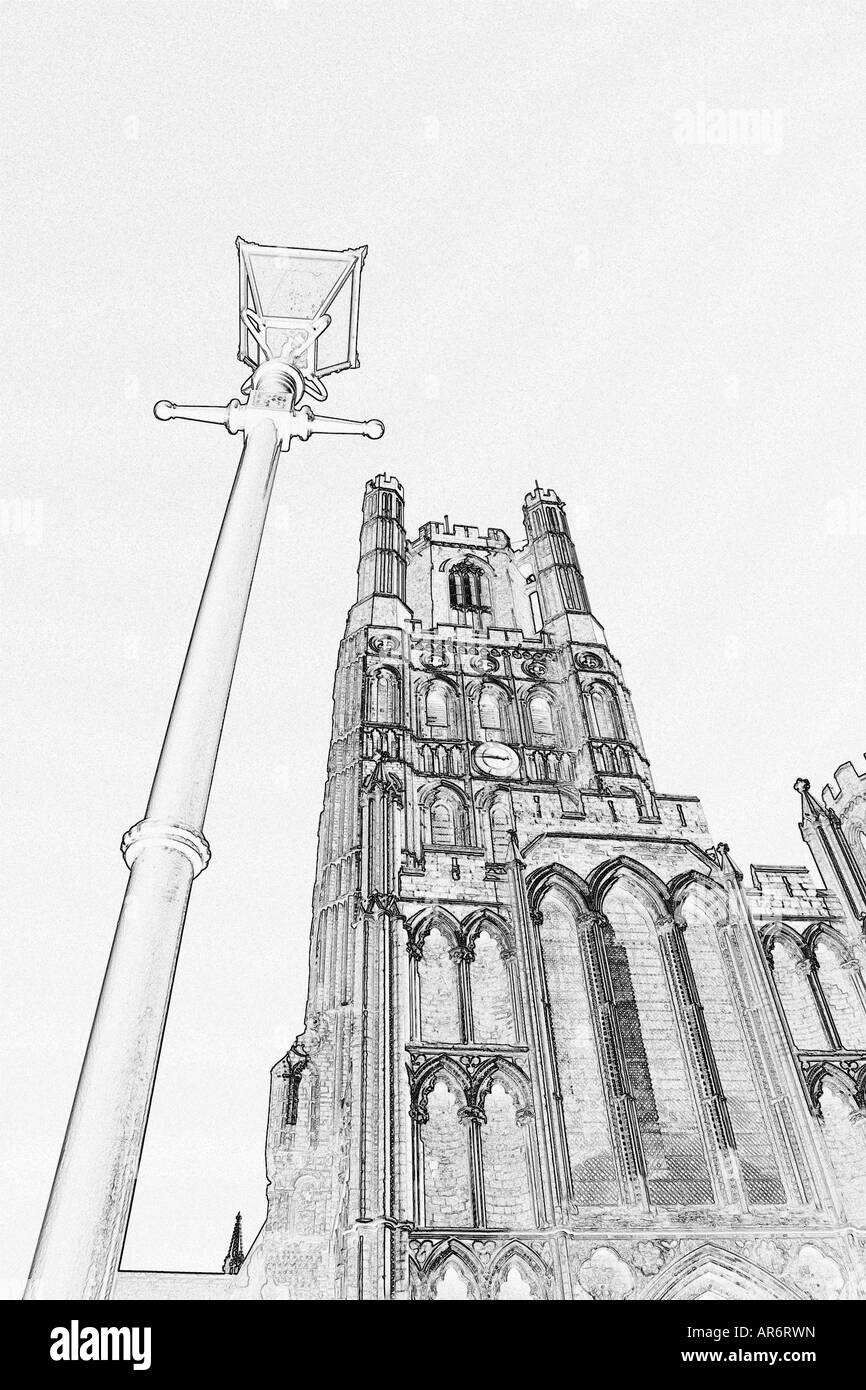 Ely Cathedral, Digital Art Stock Photo