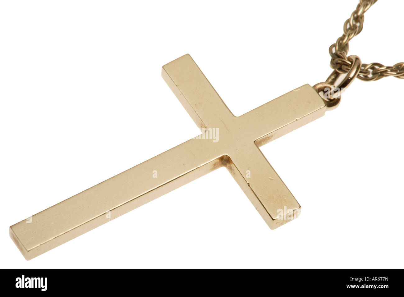Gold Cross and chain necklace Stock Photo
