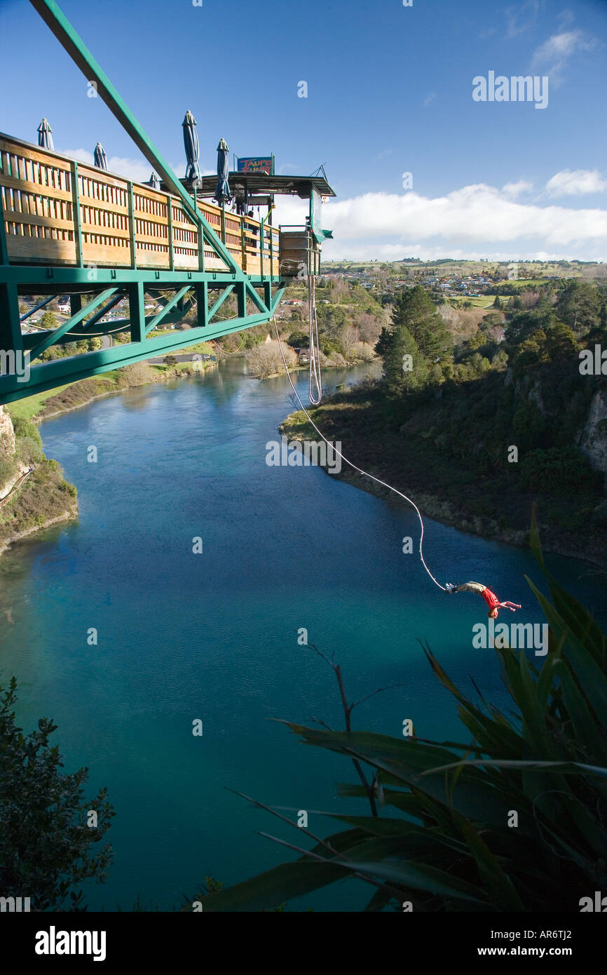 Bungy Jumping Waikato River Taupo North Island New Zealand Stock Photo
