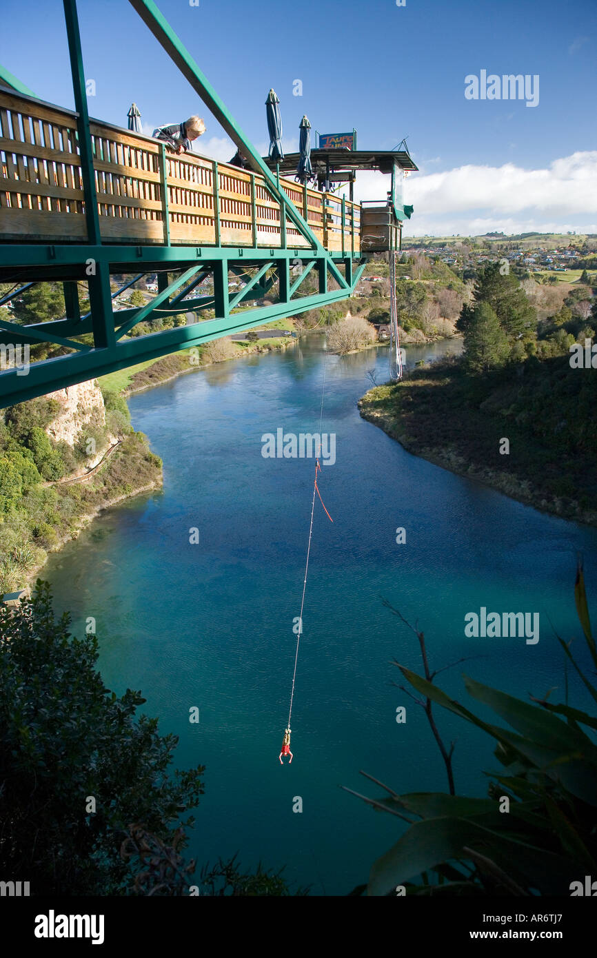 Bungy Jumping Waikato River Taupo North Island New Zealand Stock Photo