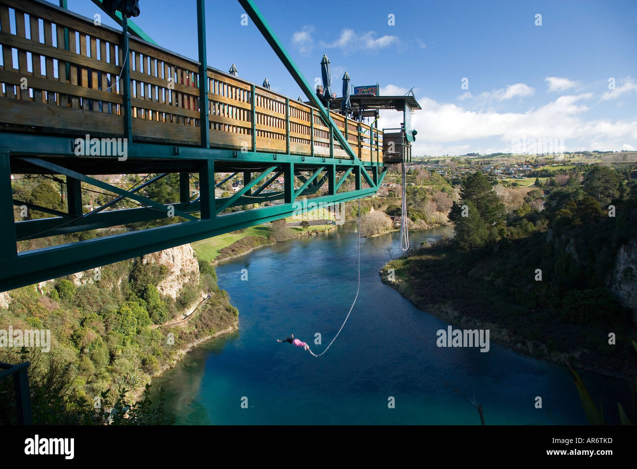 Bungy Jumping Waikato River Taupo North Island New Zealand Stock Photo