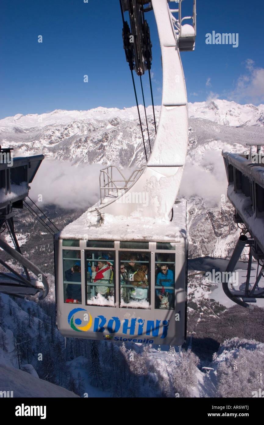 Cable car arriving at Vogel ski resort Bohinj Triglav National Park