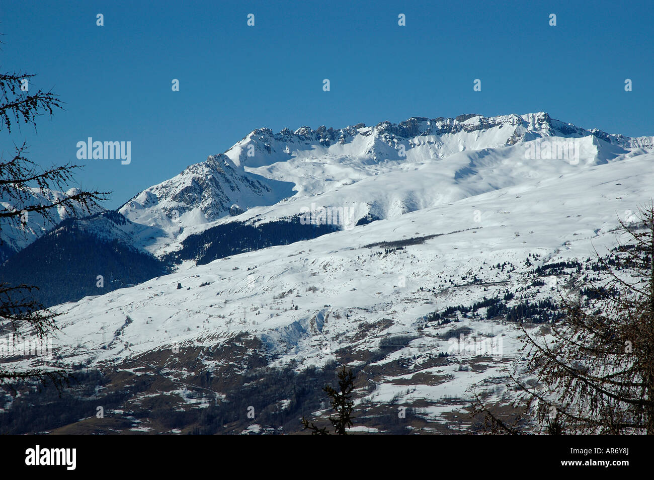 Vanoise French Alps mountains snow winter snow scene Savoie 73 France Stock Photo