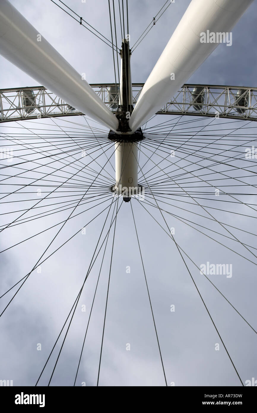 London Eye viewed from below Stock Photo