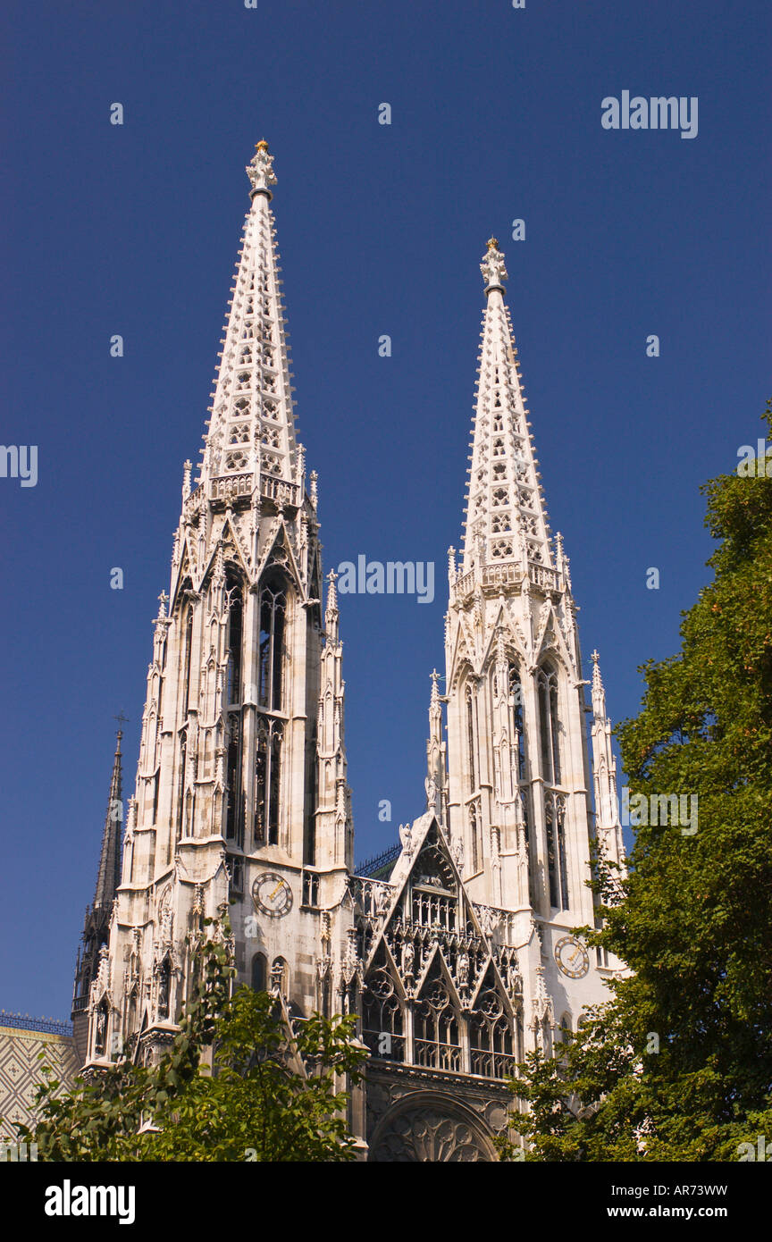 VIENNA AUSTRIA Votivkirche Votiv Church twin towered Gothic style completed in 1879 Stock Photo