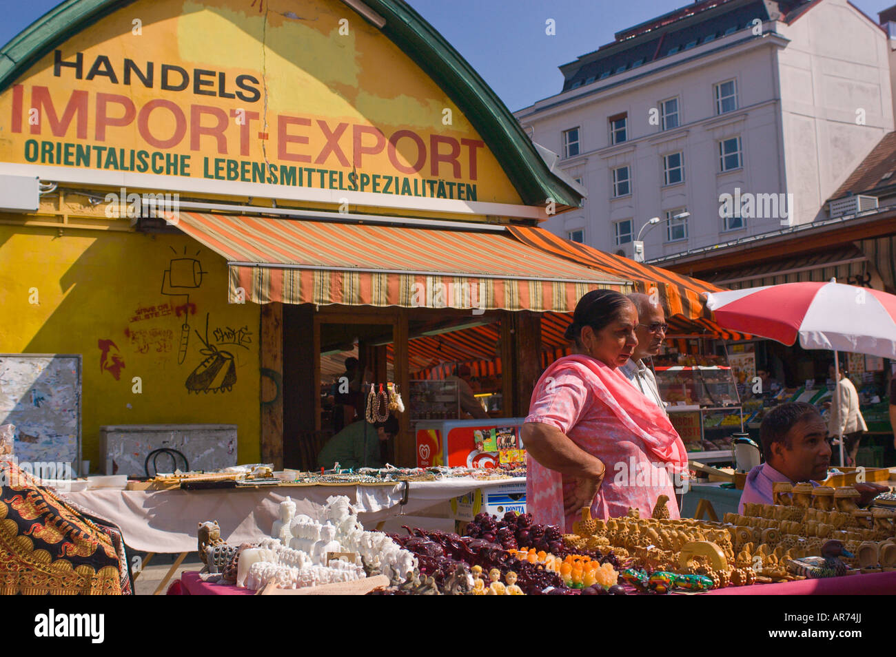 VIENNA AUSTRIA Vendors at Naschmarket Stock Photo