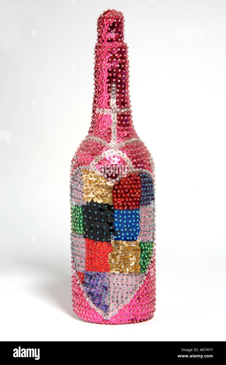 Haitian voodoo sequined bottle representing Erzulie Freda Stock Photo