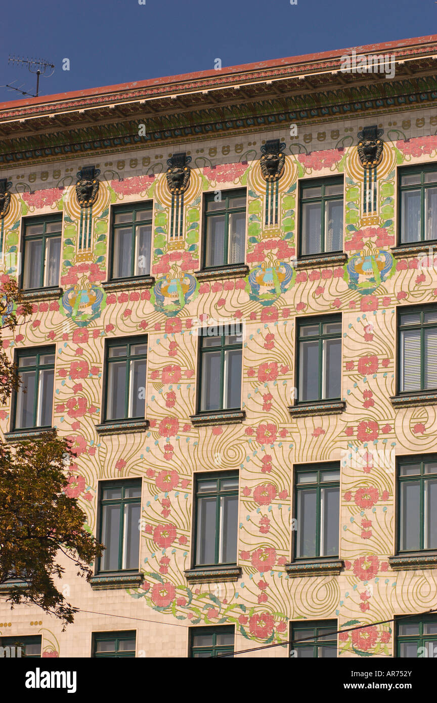VIENNA AUSTRIA Majolikahaus apartment building facade 1899 by modern