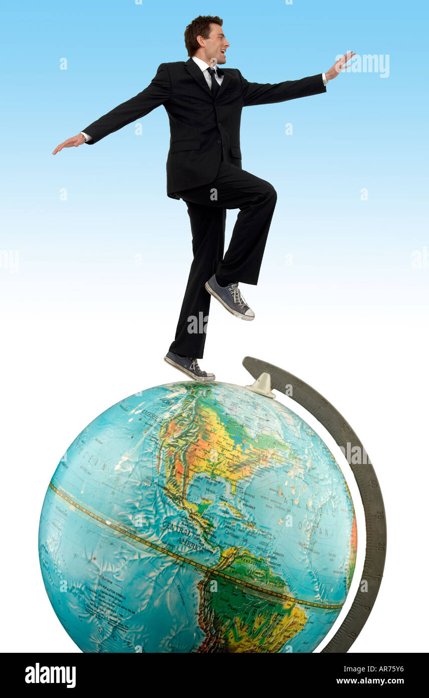 man standing on top of the world Stock Photo - Alamy