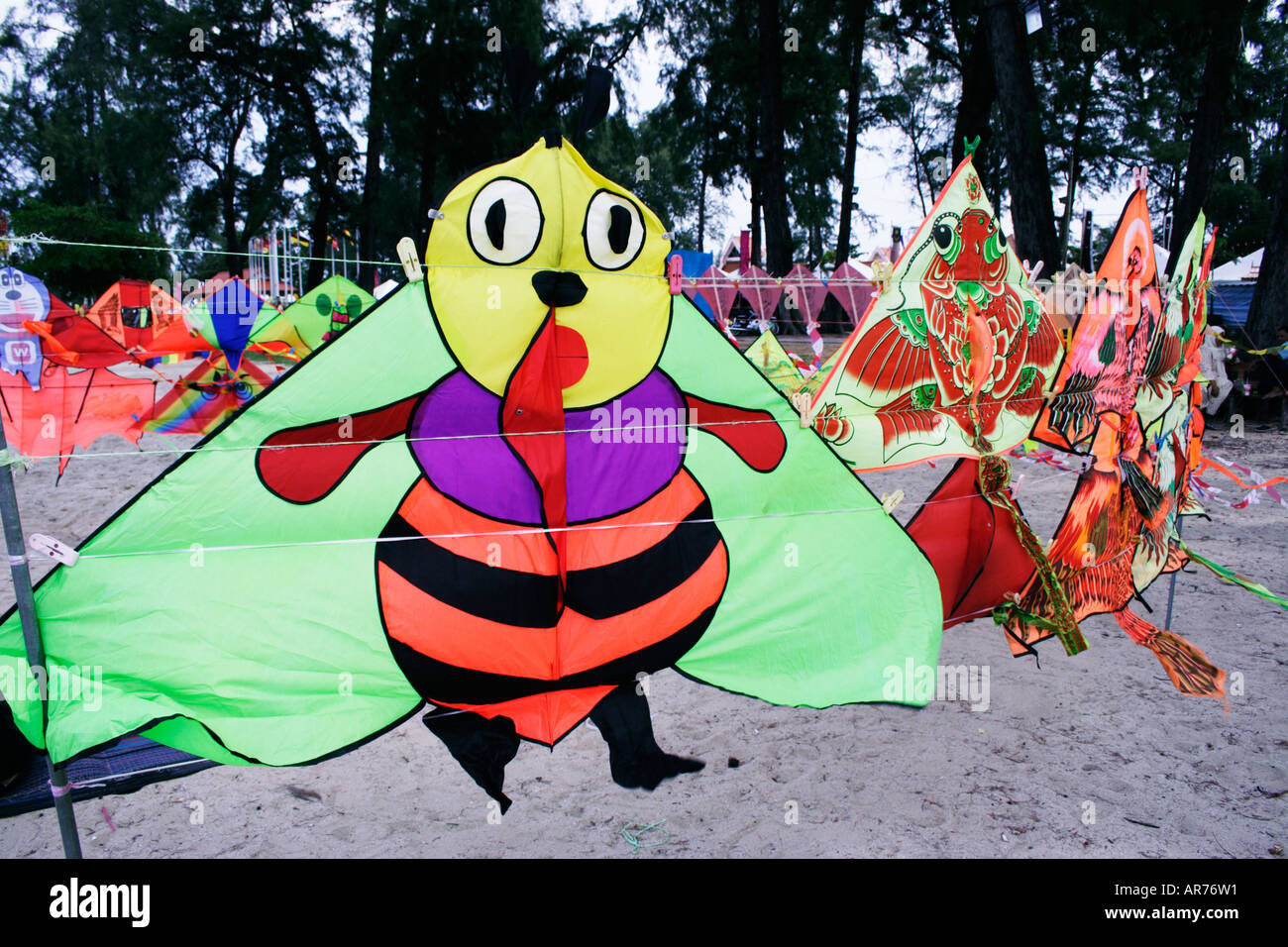 Kites for sale on the beach in Malaysia Stock Photo Alamy