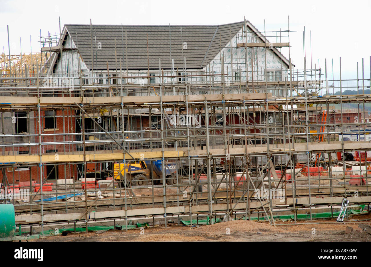 New housing estate under construction on brownfield site in city of