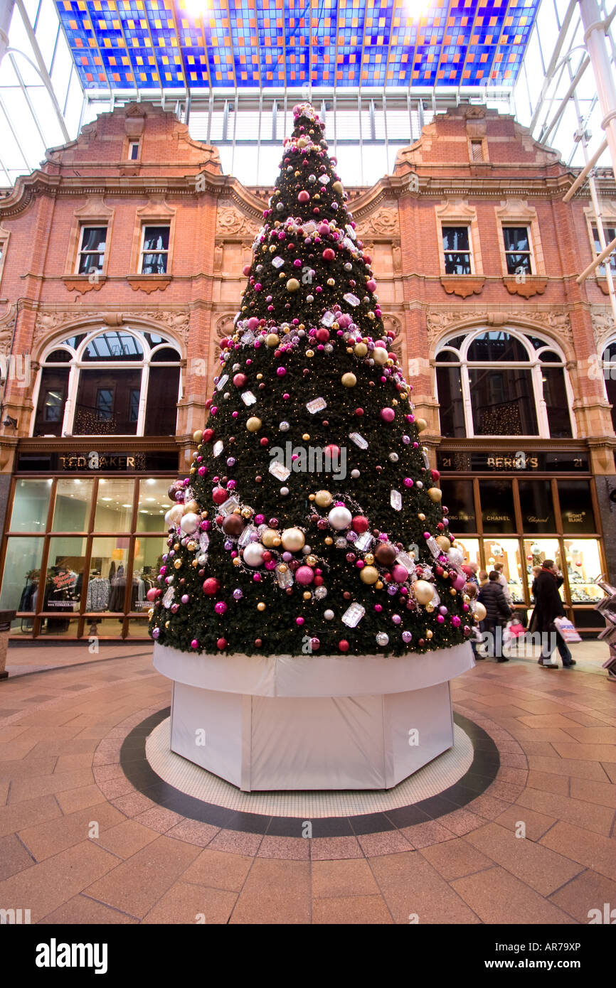 A Christmas tree inside the Victoria Quarter shopping center in Leeds