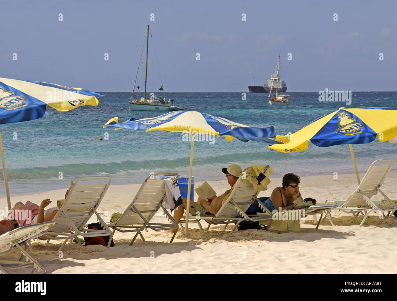 Browne's Beach on Carlisle Bay at Bridgetown on island of Barbados Stock Photo