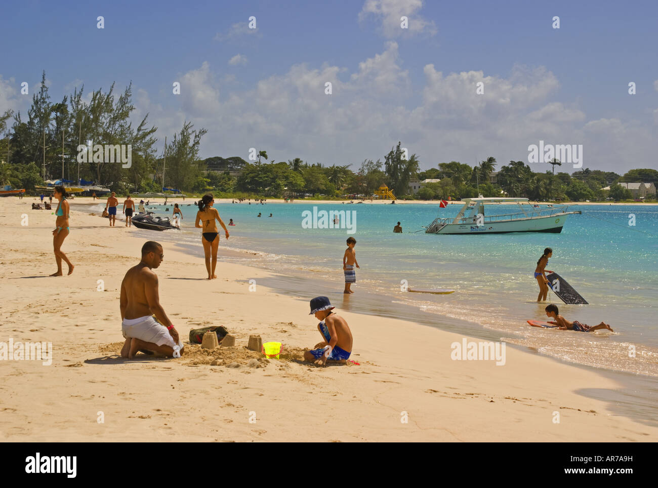 Browne's Beach on Carlisle Bay at Bridgetown on island of Barbados Stock Photo