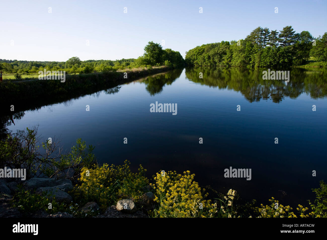 Canal parallel to the Blackstone River. Blackstone River and Canal