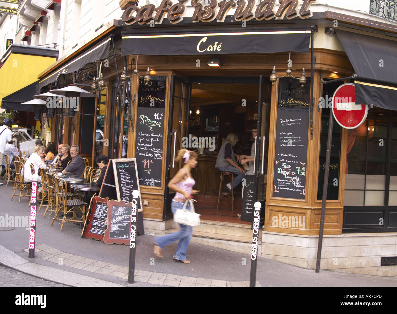 Cafe Bruant on Rue des Abbesses Montmartre Paris Stock Photo