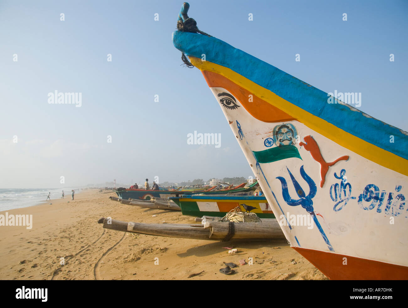 A fishing boat on Marina beach in Chennai Tamil Nadu India Stock Photo