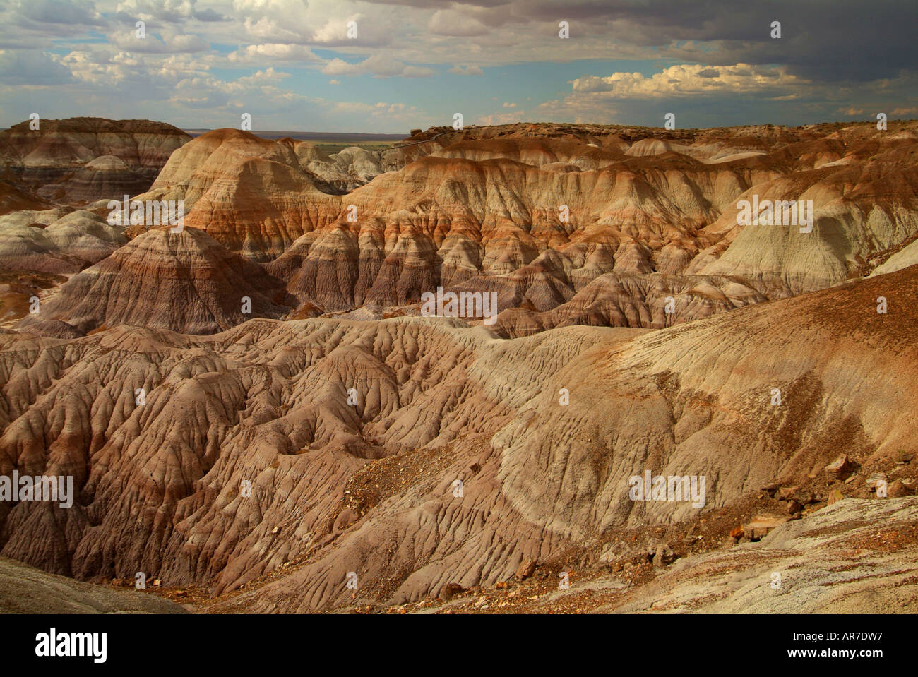 Blue Mesa Badlands at the Petrified Forest National Park Stock Photo