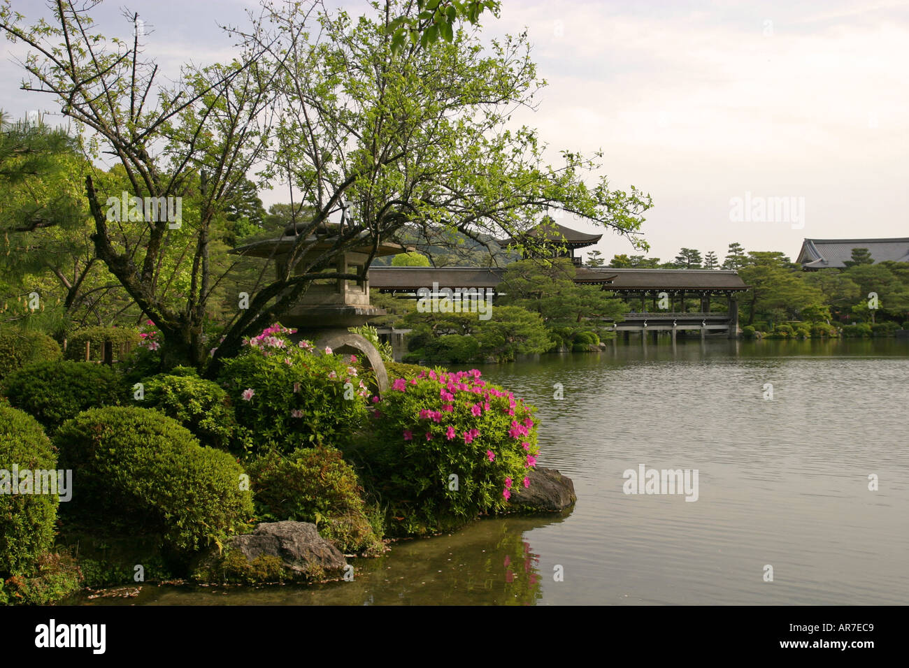 The garden and ponds of Heian Jingu shrine Kyoto Japan Asia Stock Photo