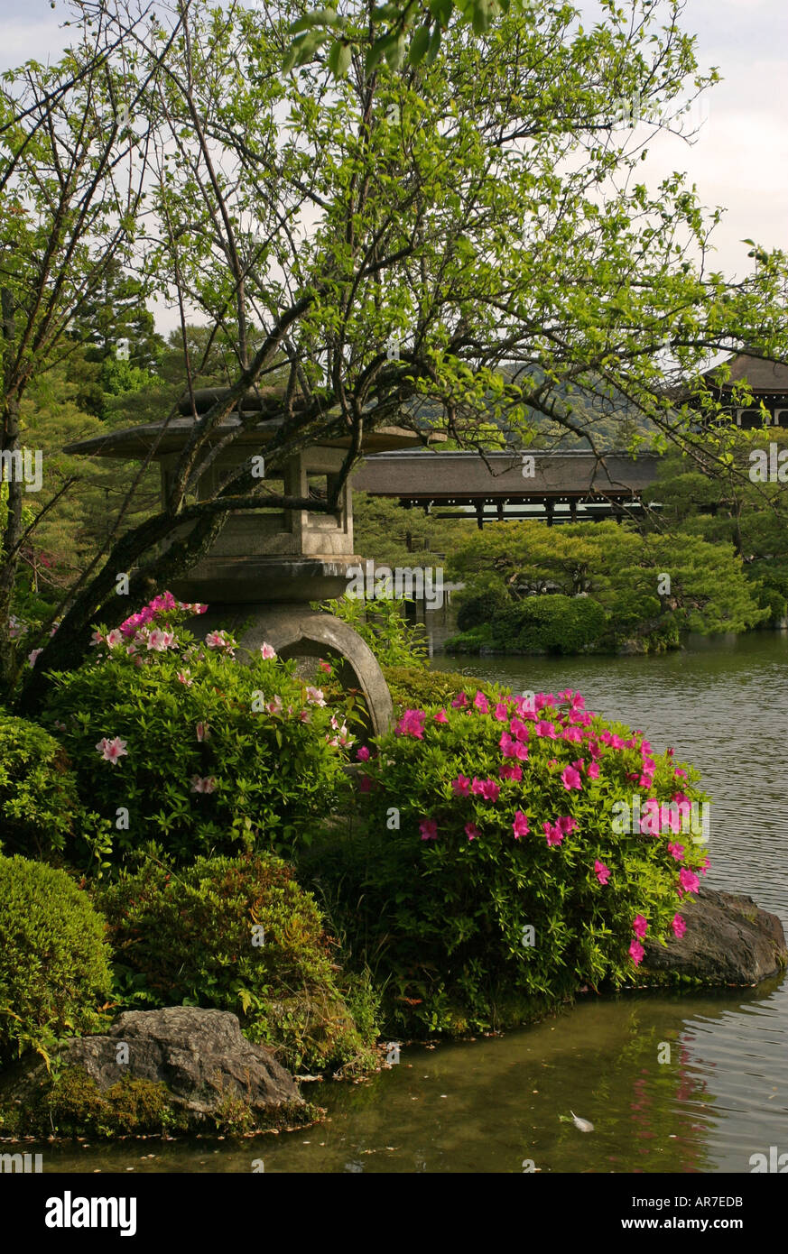 Iconic traditional Japanese garden and ponds at famous tourist sight Heian Jingu shrine Kyoto Japan Asia Stock Photo