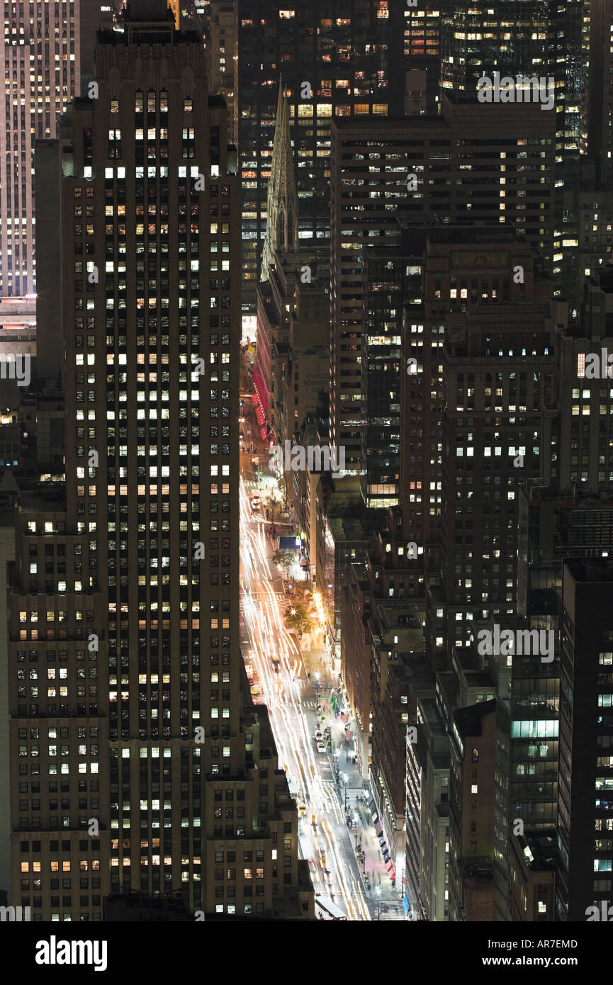 NEW YORK CITY SKYLINE AT NIGHT from Empire State Building looking ...