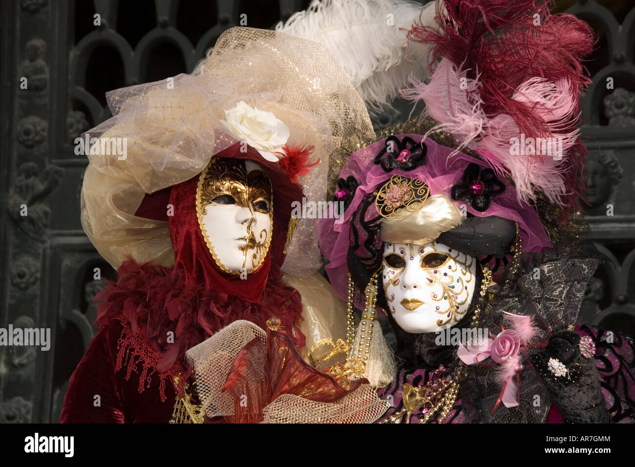 Revellers in mask and costume at the Venice carnival in St Mark's ...