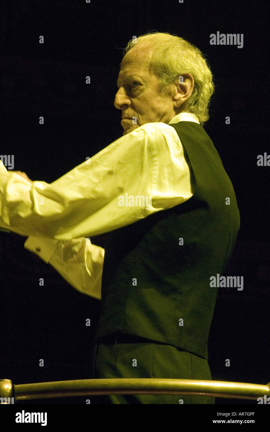 Oscar winning British film composer John Barry (1933-2011) in concert at Royal Albert Hall, London, UK. 28th September 2006. Stock Photo
