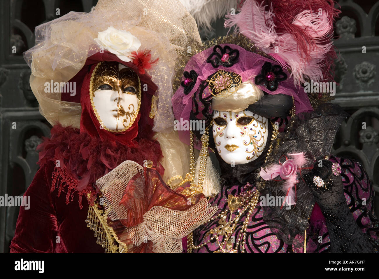 Revellers in mask and costume at the Venice carnival in St Mark's ...