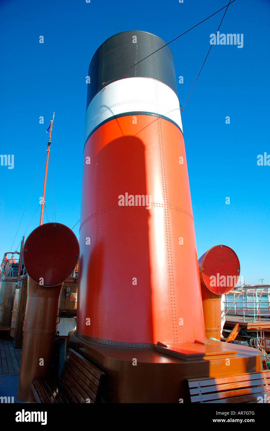 red funnel of steamship waverly. Stock Photo