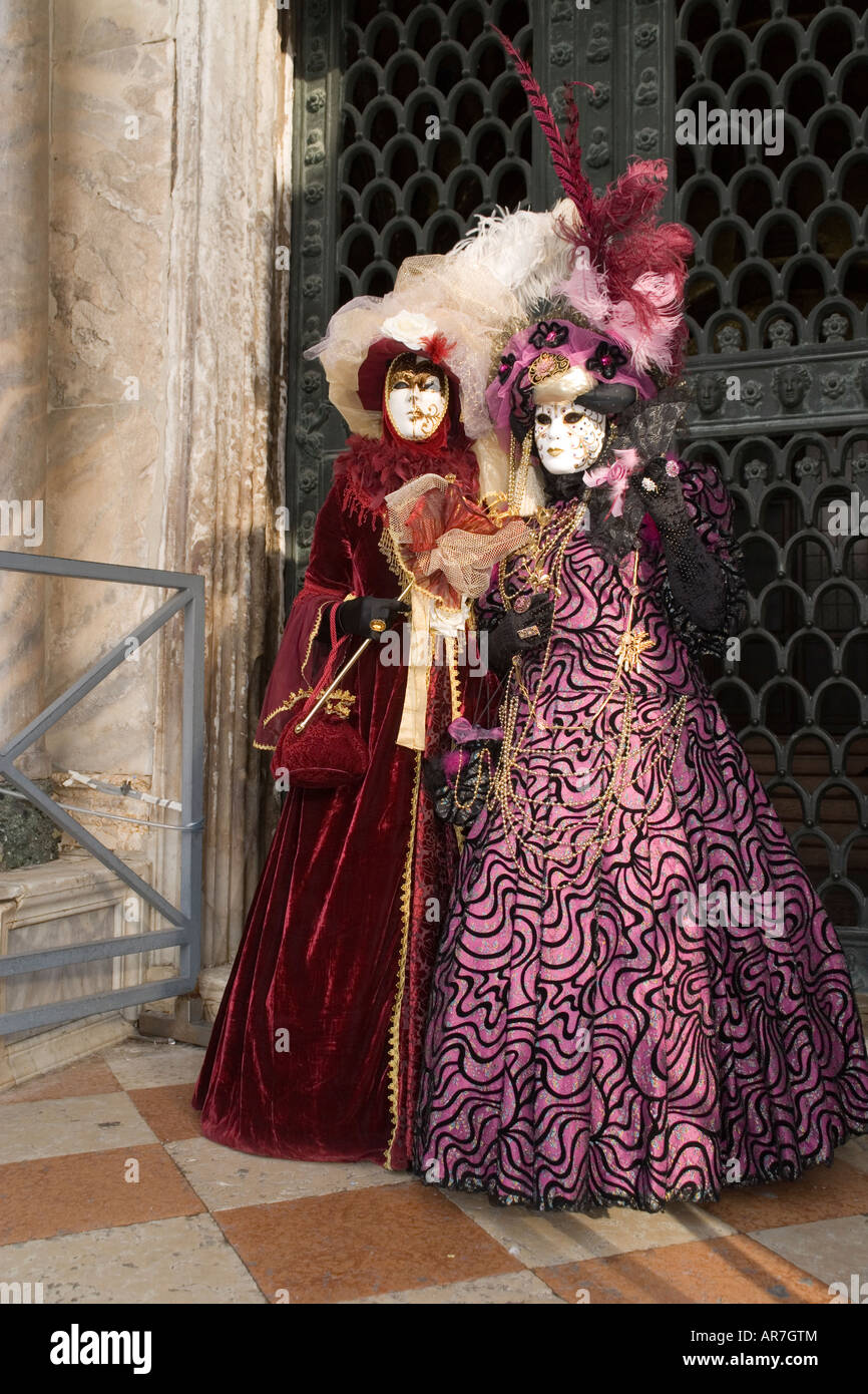 Revellers in mask and costume at the Venice carnival in St Mark's ...