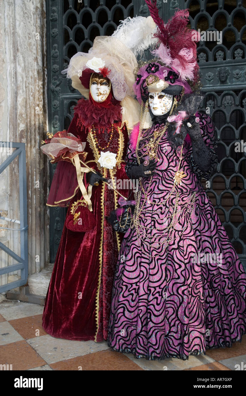 Revellers in mask and costume at the Venice carnival in St Mark's ...