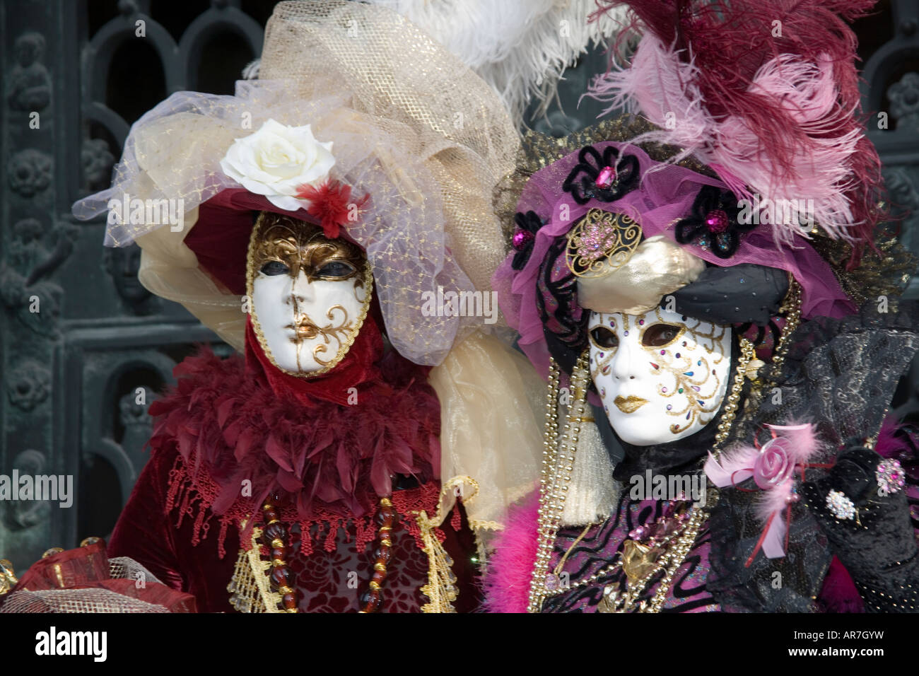 Revellers in mask and costume at the Venice carnival in St Mark's ...