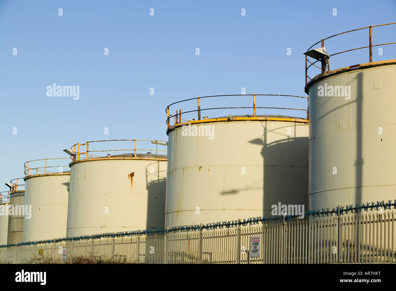 An oil storage depot in Birkenhead near Liverpool England Stock Photo