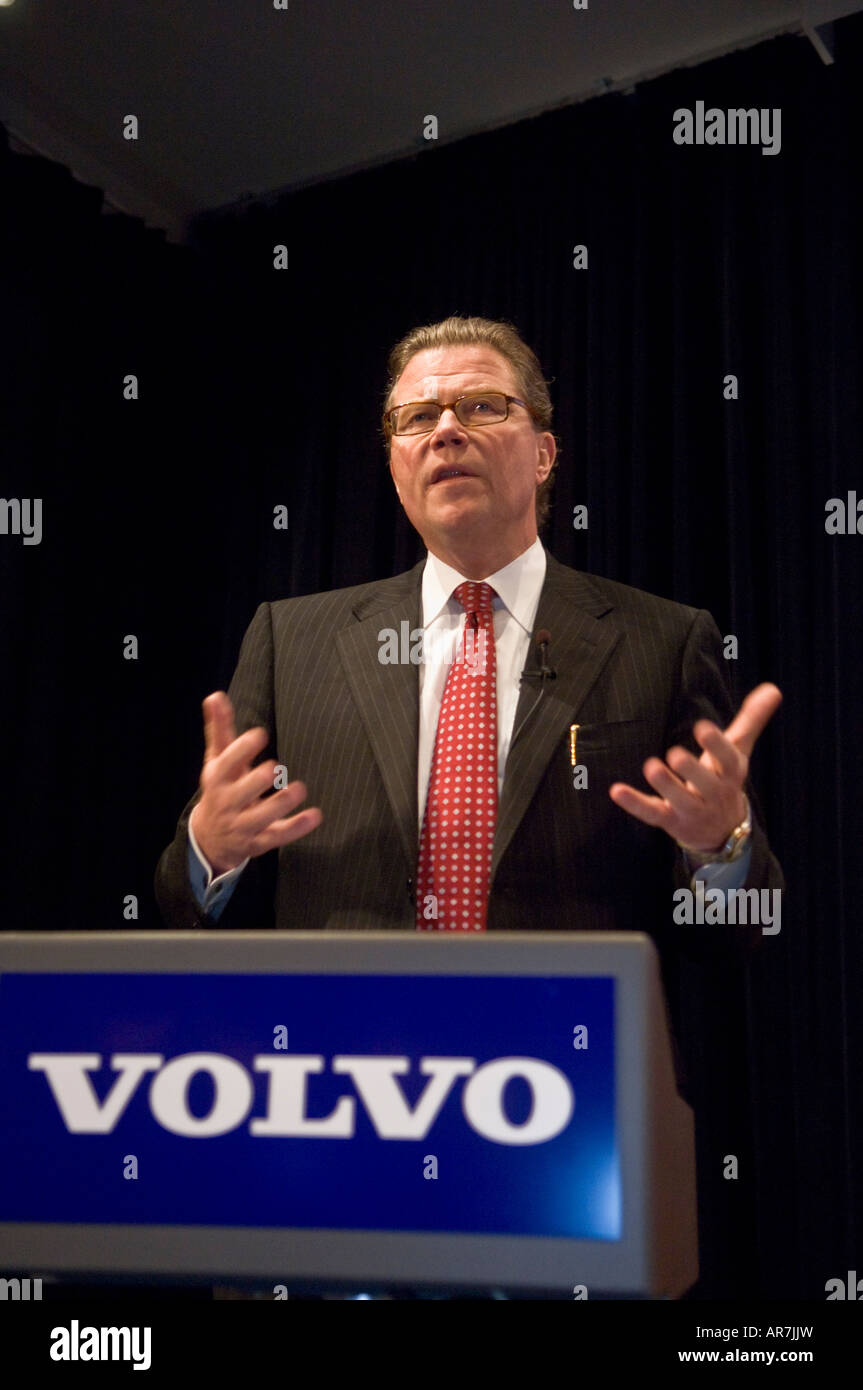 Leif Johansson CEO of Volvo Trucks at press conference Stock Photo