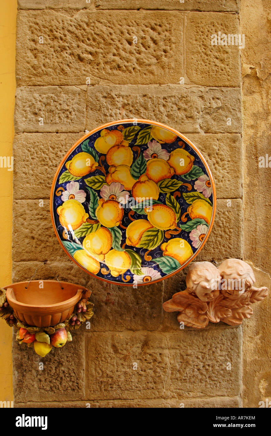 Ceramic souvenirs, Cortona, Tuscany, Italy Stock Photo