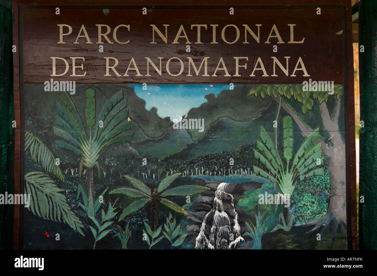 Sign board, Ranomafana National Park, Madagascar Stock Photo