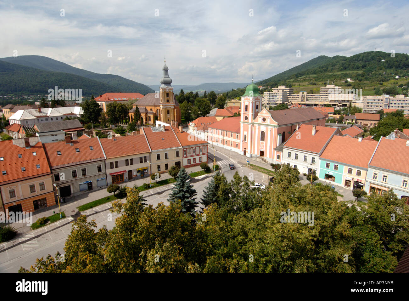 View over the town of Roznava in eastern Slovakia. Stock Photo