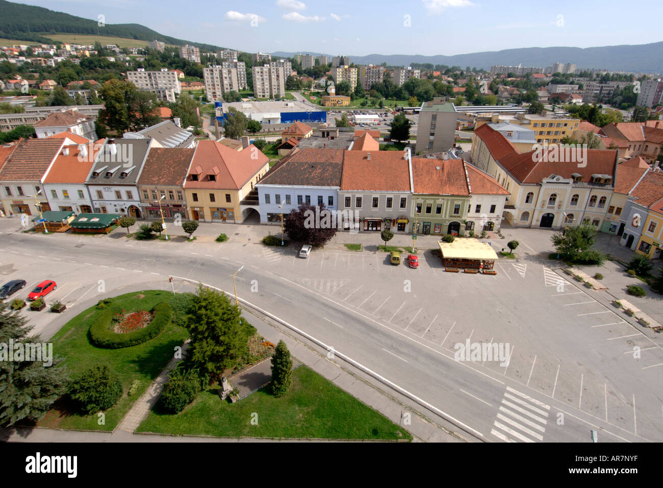 View over the town of Roznava in eastern Slovakia. Stock Photo