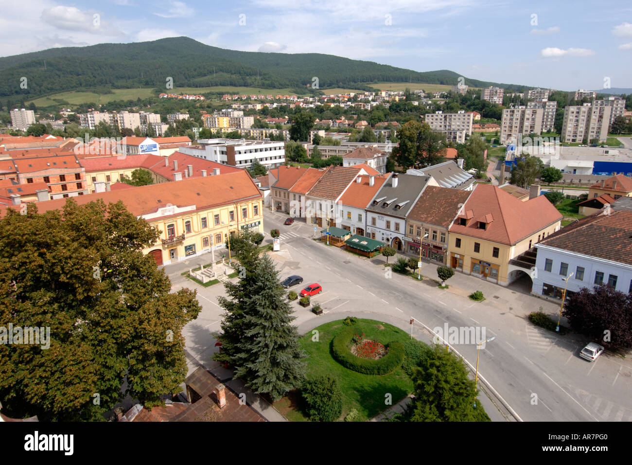 View over the town of Roznava in eastern Slovakia. Stock Photo