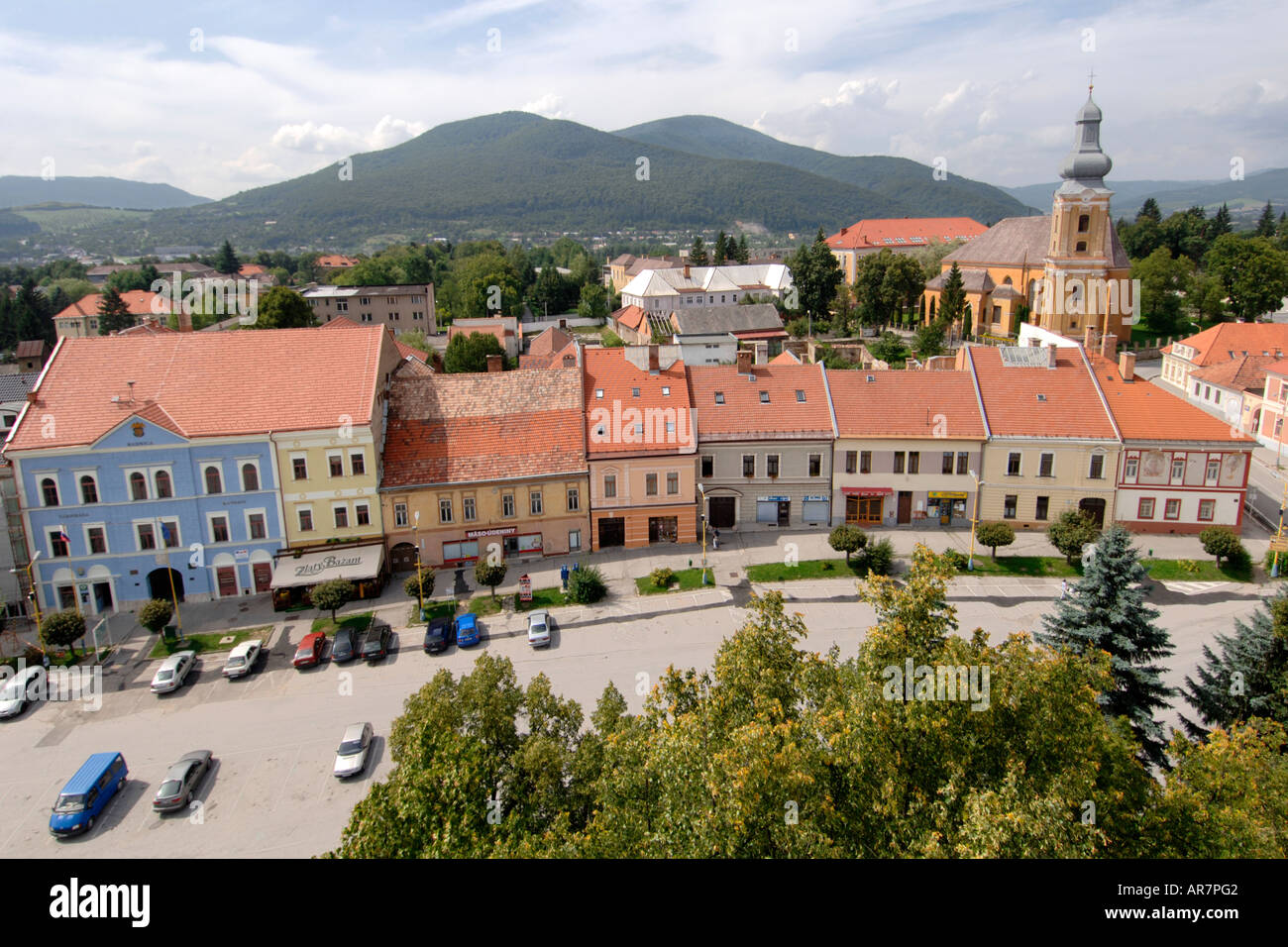 View over the town of Roznava in eastern Slovakia. Stock Photo