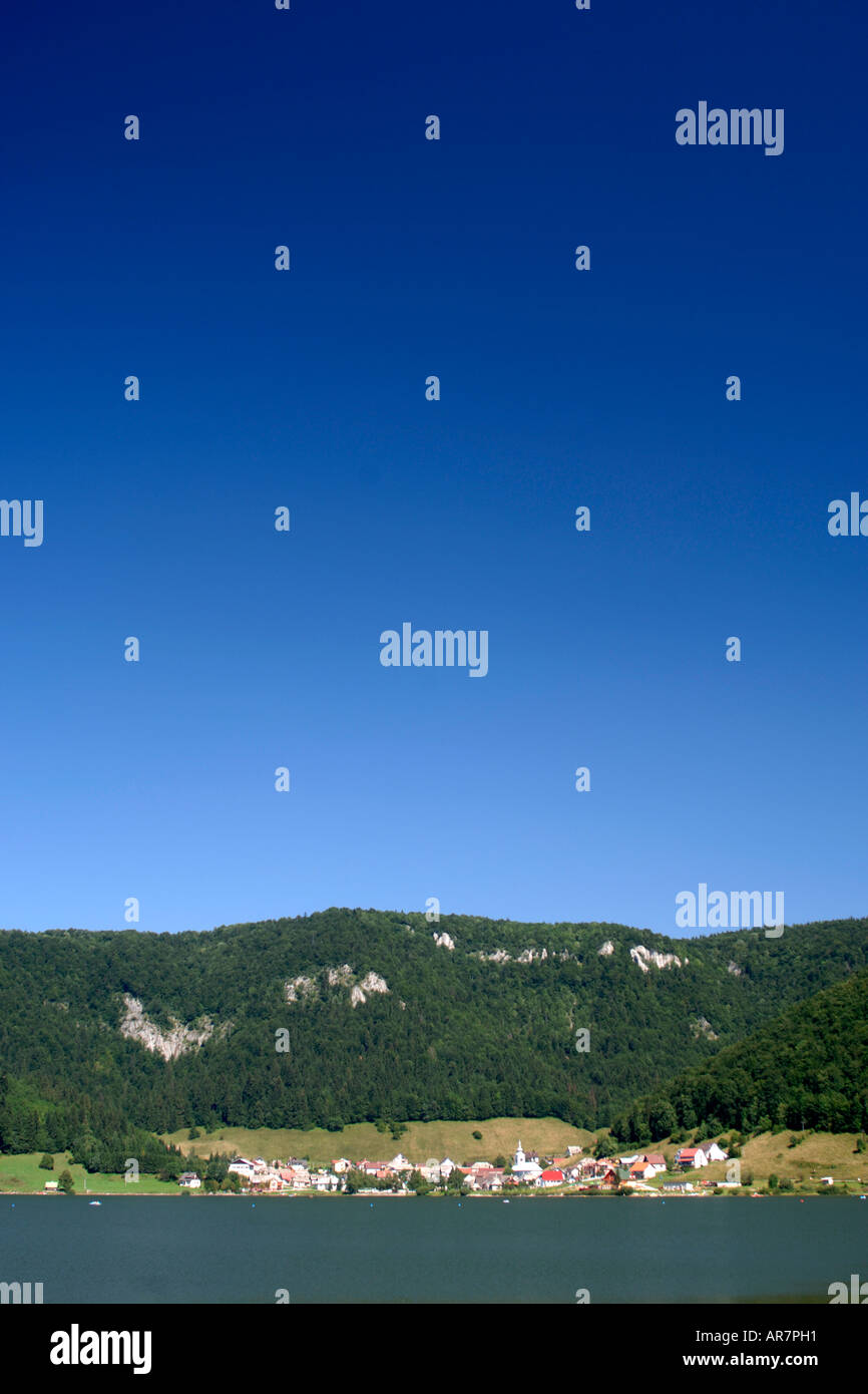 The village and lake of Dedinky in eastern Slovakia. Stock Photo