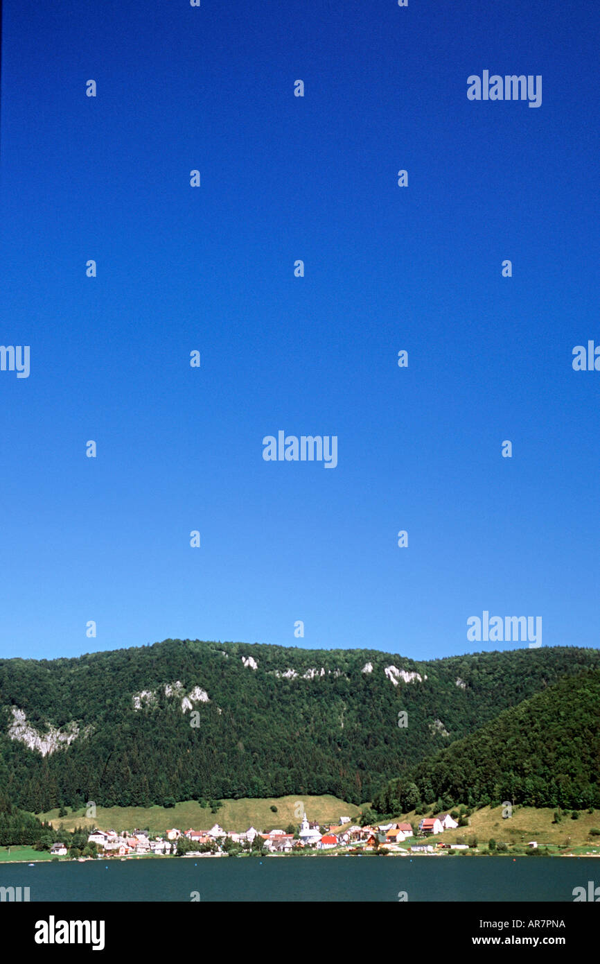 The village and lake of Dedinky in eastern Slovakia. Stock Photo