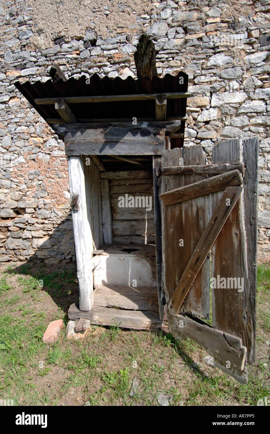 An old wooden outhouse in Slovakia. Stock Photo