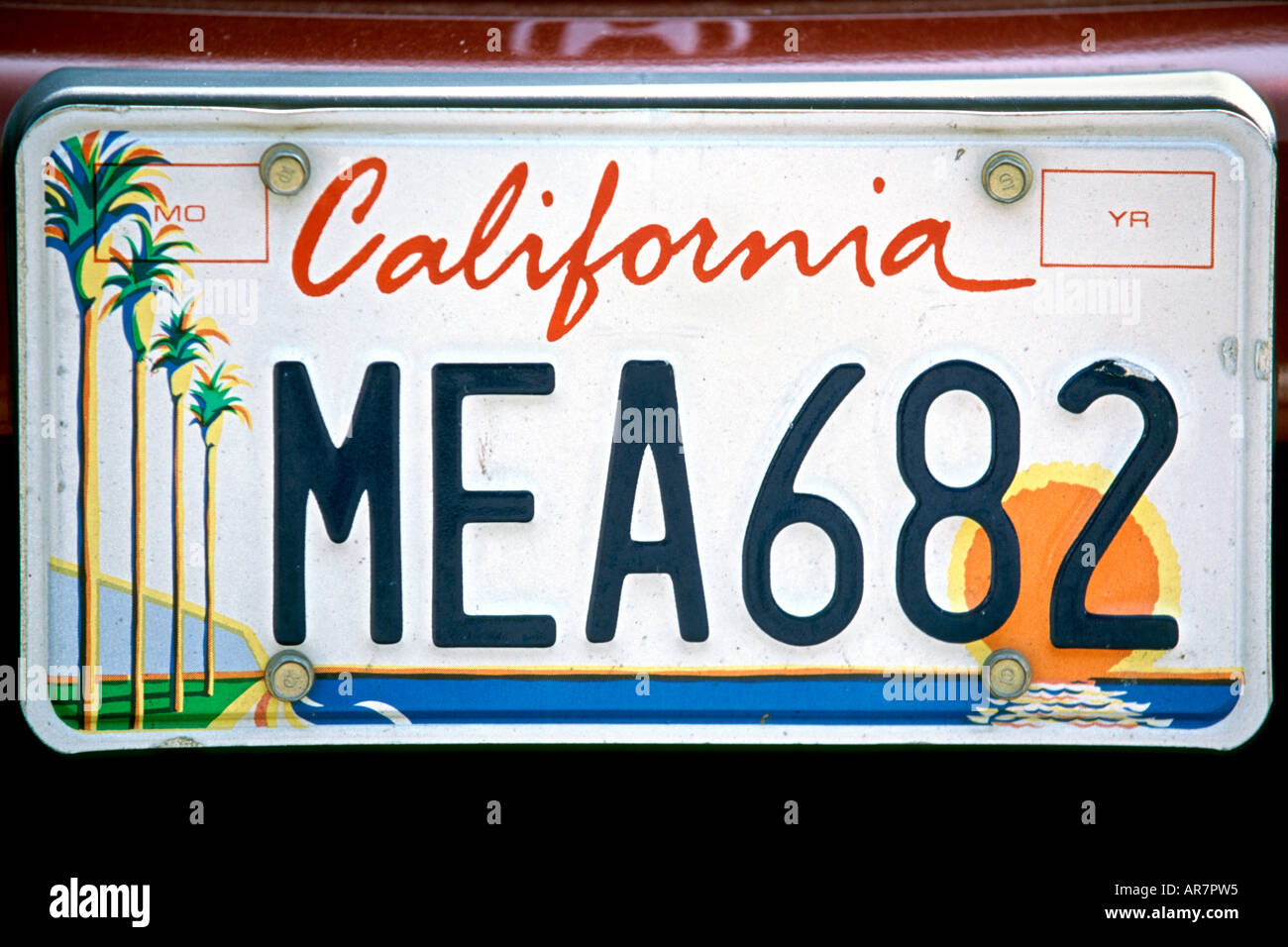 Californian car registration plate. Stock Photo