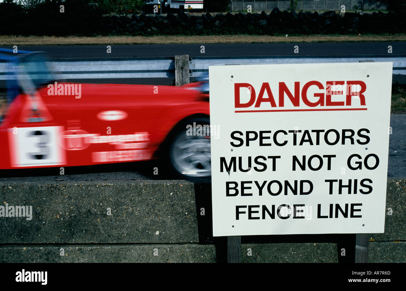 Racing Car Warning Sign Goodwood racing sign hi-res stock photography and images - Alamy