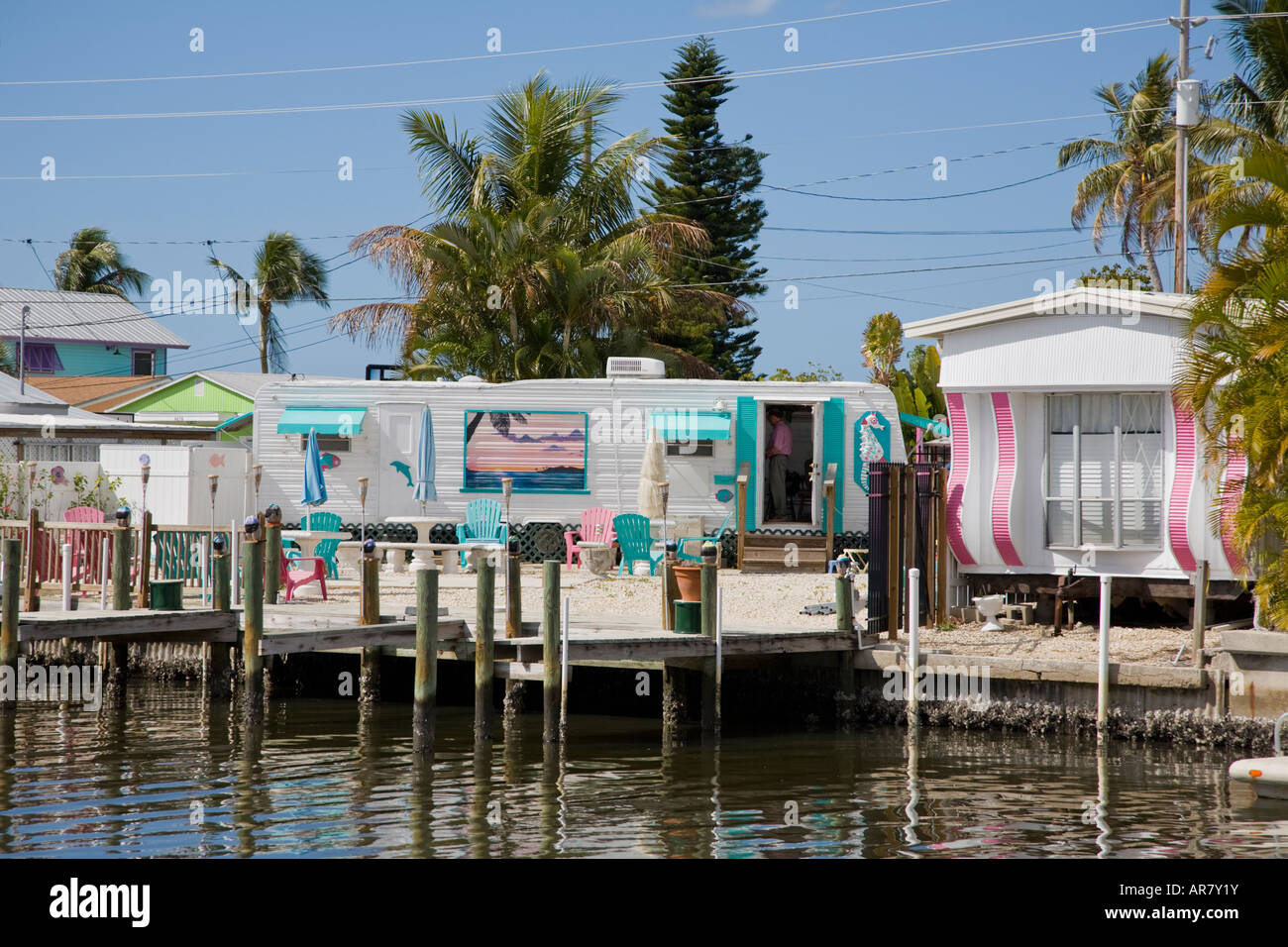 Colorful trailer houses in Matlacha Florida on the southwestern Gulf